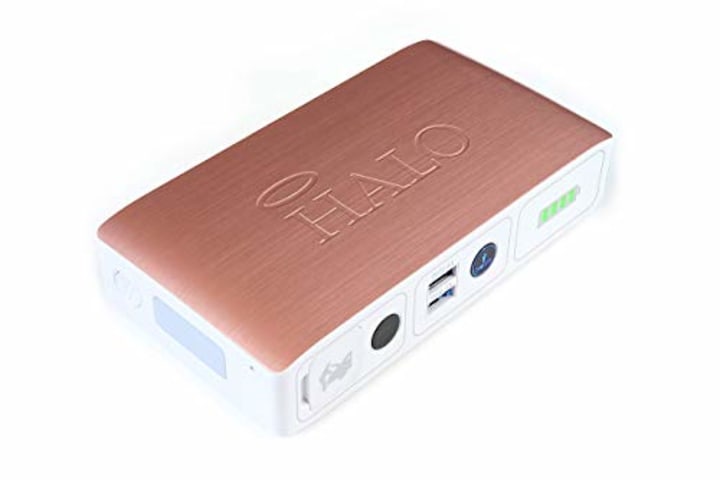 HALO Bolt Compact Portable Car Jump Starter - Car Battery Jump Starter with 2 USB Ports to Charger Devices, Portable Car Charger - Rose Gold