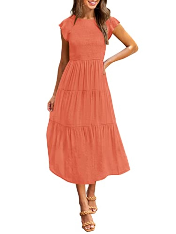 MEROKEETY Women&#039;s Midi Summer Dress