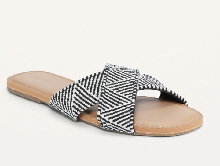 Woven-Textured Crisscross Sandals