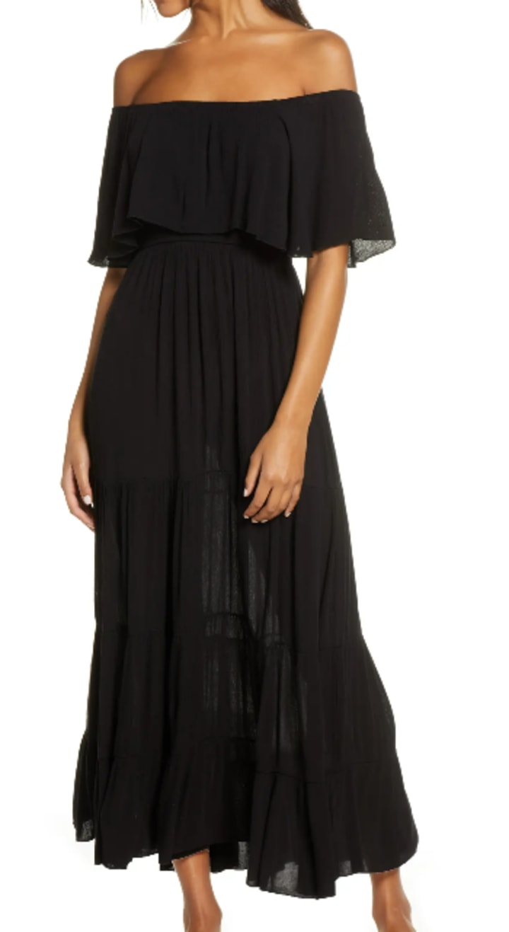 Off the Shoulder Ruffle Cover-Up Maxi Dress