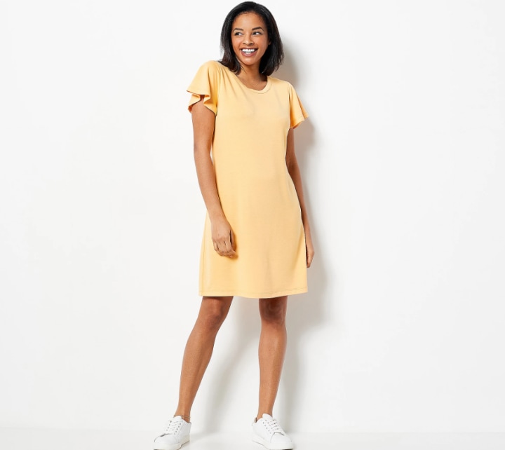 Petite Flutter-Sleeve T-Shirt Dress