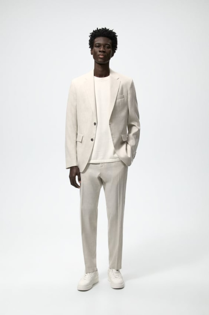 Zara Linen Blend Suit Jacket