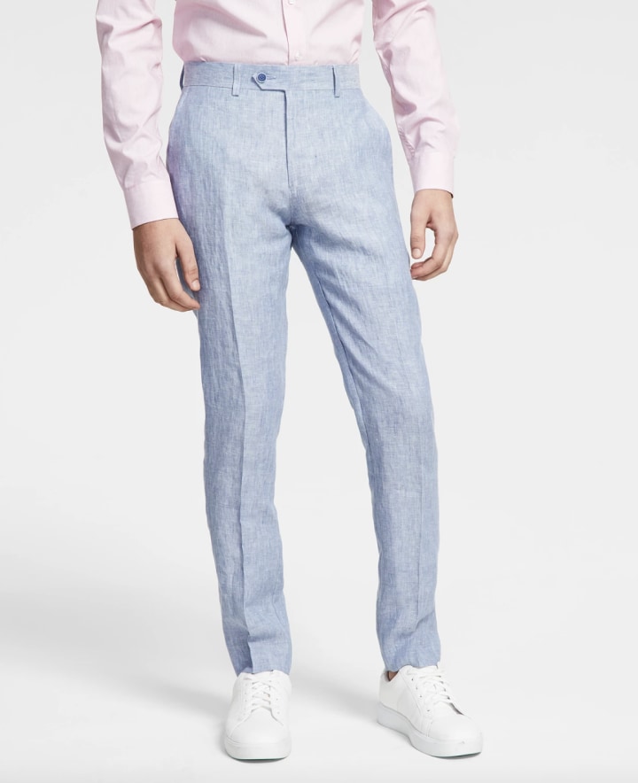 Slim-Fit Textured Linen Suit Pant