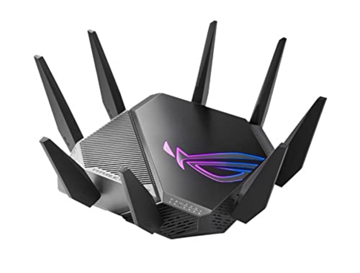 ASUS ROG Rapture WiFi 6E Gaming Router (GT-AXE11000) - Tri-Band 10 Gigabit Wireless Router, World&#039;s First 6Ghz Band for Wider Channels &amp; Higher Capacity, 1.8GHz Quad-Core CPU, 2.5G Port, AURA RGB