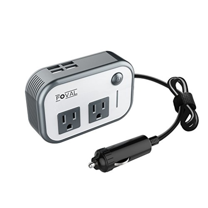 FOVAL 200W Car Power Inverter DC 12V to 110V AC Converter with 4 USB Charger Ports