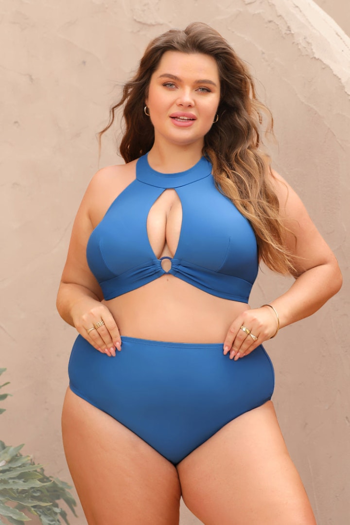 Summer Of Love High Neck O-Ring Tummy Control Plus Size Bikini