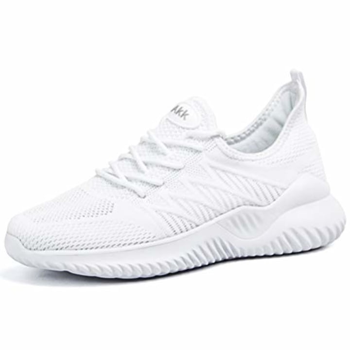 Akk Women Non Slip Work Shoes Slip On Walking Tennis Sneakers Memory Foam Casual Comfortable Breathable Sports Shoe Gray Size 7