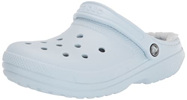 Crocs unisex adult Men&#039;s and Women&#039;s Classic Lined | Fuzzy Slippers Clog, Mineral Blue/Mineral Blue, 7 Women 5 Men US