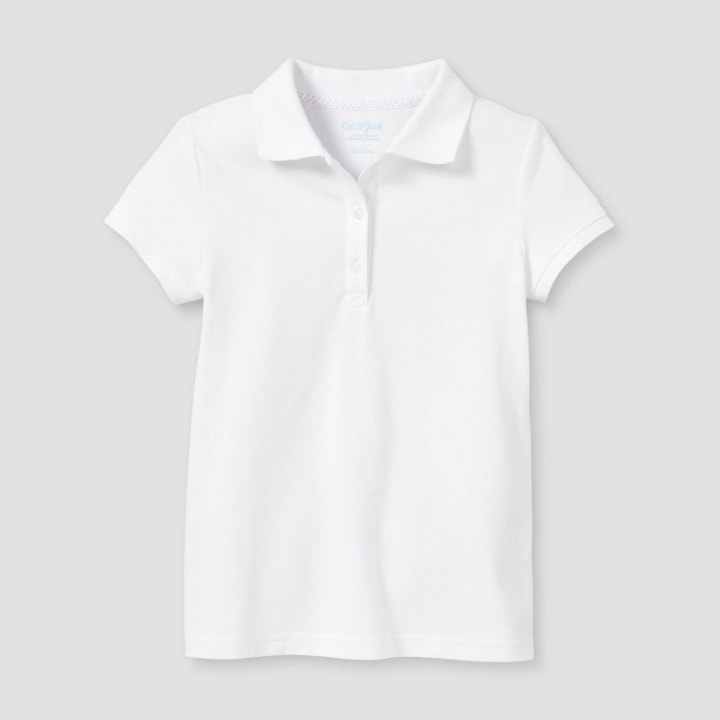 Girls&#039; Short Sleeve Pique Uniform Polo Shirt - Cat &amp; Jack(TM) White
