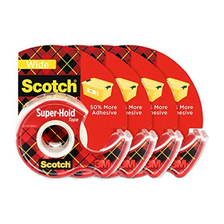 Scotch Super-Hold Wide Tape, 4 Rolls, 50% More Adhesive, Trusted Favorite, 1.5 x 650 in (4198W-SIOC)