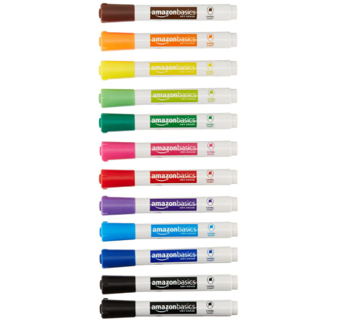 Low-Odor Chisel Tip Dry Erase White Board Marker (Set of 12)