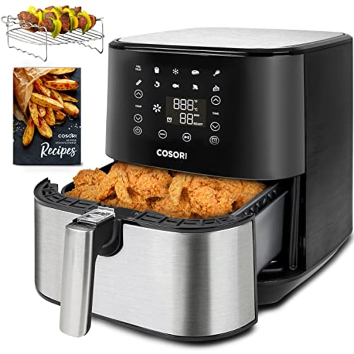 COSORI Air Fryer Oven 11 Functions Combo Additional Accessories (100 Paper Plus Online Recipes), Digital Touch Screen, Nonstick and Dishwasher-Safe Detachable Basket, 5.8QT, Stainless steel