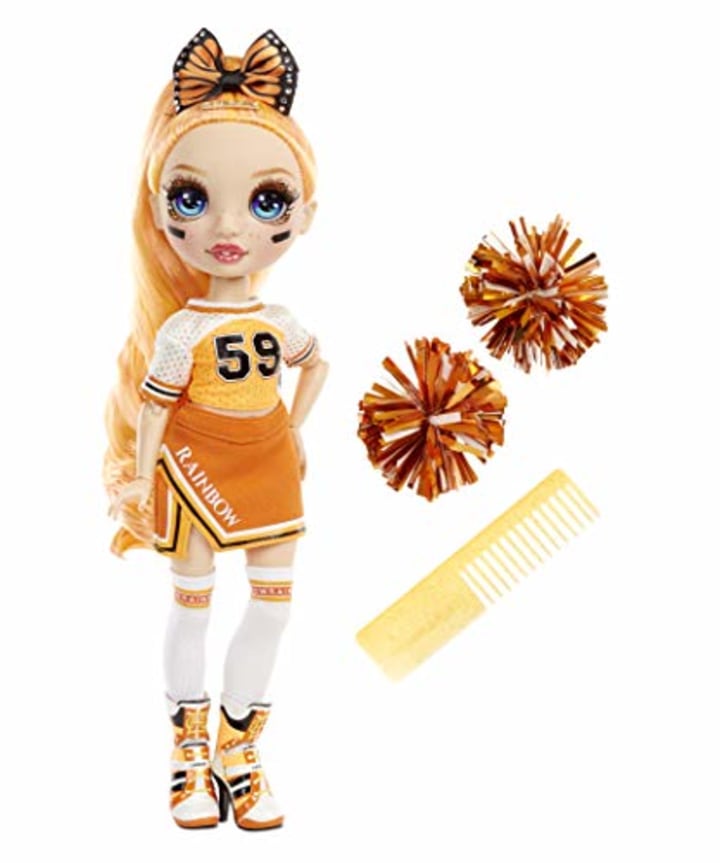 Rainbow High Cheer Poppy Rowan - Orange Cheerleader Fashion Doll with 2 Pom Poms and Doll Accessories, Great Gift for Kids 6-12 Years Old
