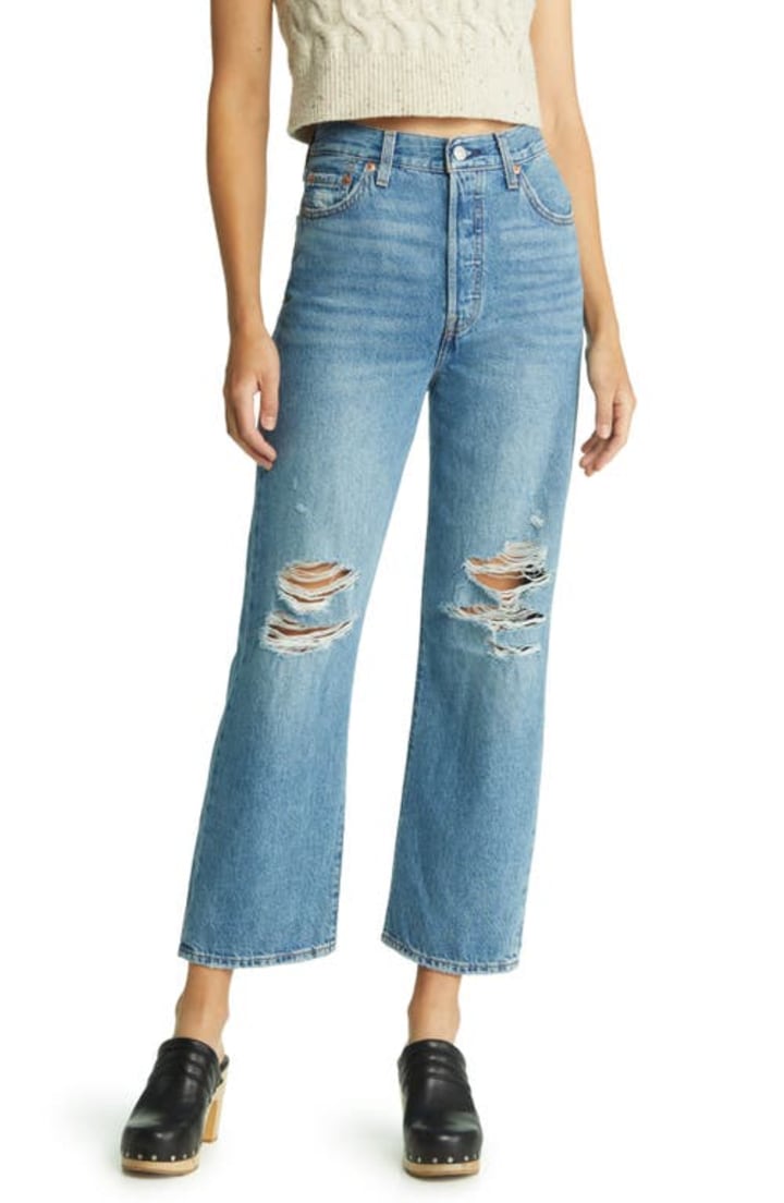 levi&#039;s Ribcage Ripped Ankle Straight Leg Jeans in After Love at Nordstrom, Size 32 X 27
