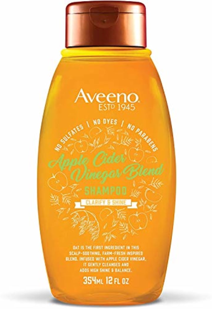 Aveeno Apple Cider Vinegar Sulfate-Free Shampoo for Balance &amp; High Shine, Daily Clarifying &amp; Soothing Scalp Shampoo for Oily or Dull Hair, Paraben &amp; Dye-Free, 12 Fl Oz