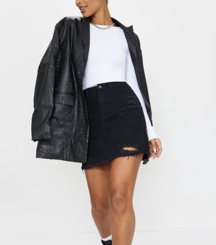 Black Denim Miniskirt
