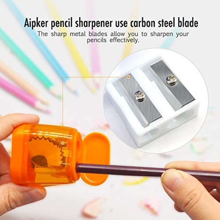 Pencil Sharpener, Manual Pencil Sharpeners, 4PCS Colorful Compact Dual Holes Pencil Sharpeners with Lid, Colored Pencil Sharpener for Kids &amp; Adults, Portable Pencil Sharpener for Travel School Office