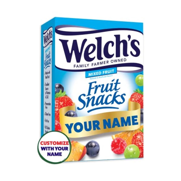 Welch&#039;s Fruit Snacks, Personalized Custom Box, Mixed Fruit, Gluten Free, Individual Single Serve Bags 0.9 oz (Pack of 40)