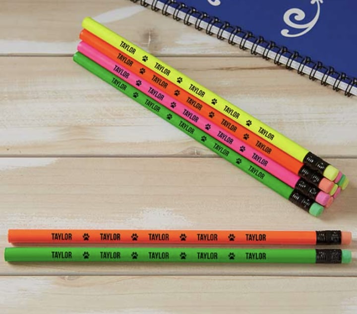 Icons Assorted Neon Personalized Pencils (Set of 12)