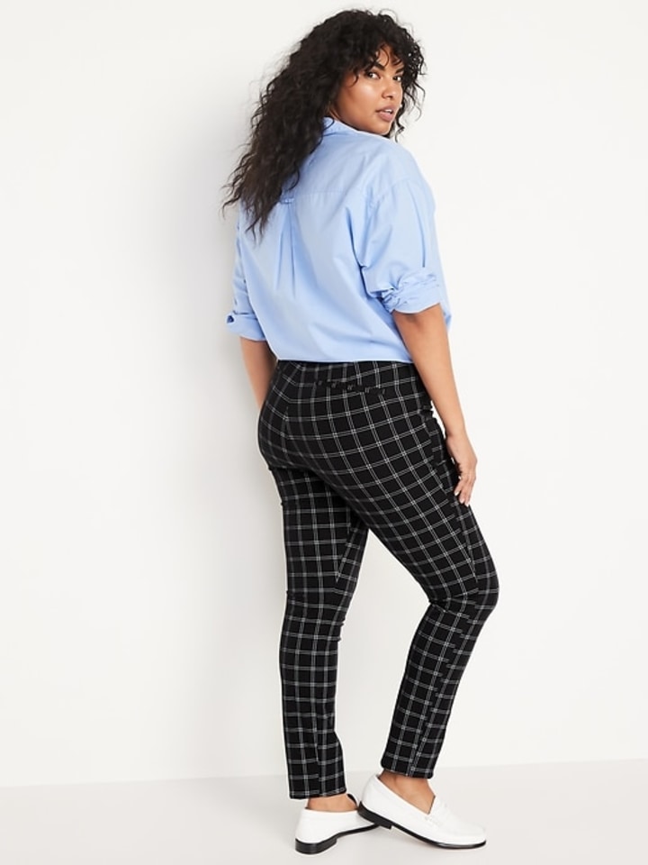 High-Waisted Pixie Windowpane-Plaid Ankle Pants for Women
