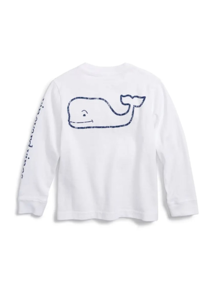 Kids' Whale Logo Long Sleeve Pocket Graphic Tee