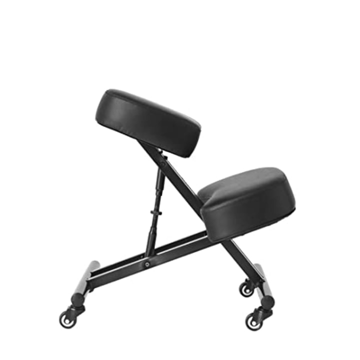 Kneeling Chair with Back Support & Wheels Posture-Improving Desk Chair Black 