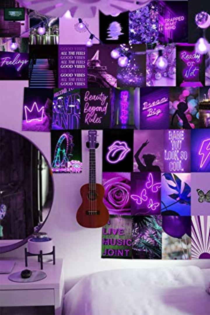 Purple Wall Collage Kit Aesthetic Pictures, Bedroom Decor for Teen Girls, Wall Collage Kit, Collage Kit for Wall Aesthetic, VSCO Girls Bedroom Decor, Aesthetic Posters, Collage Kit