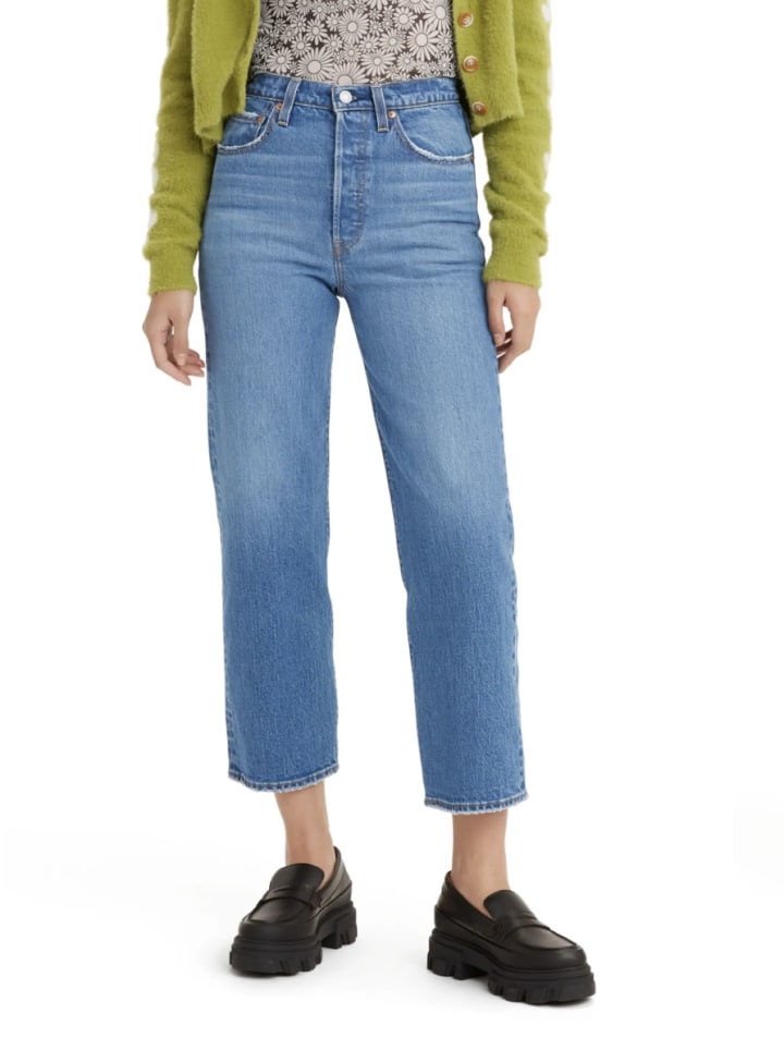 Ribcage high-waisted ankle straight-leg jeans