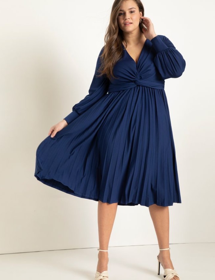 Knot Front Pleated Skirt Dress
