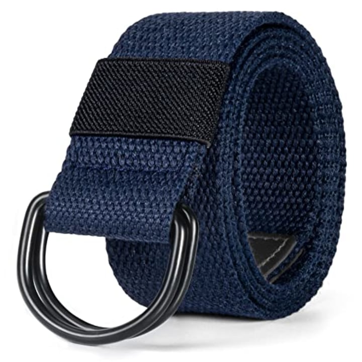 Mens &amp; Womens Canvas Belt with Black D-ring 1 1/2&quot; Wide Extra Long Solid Color