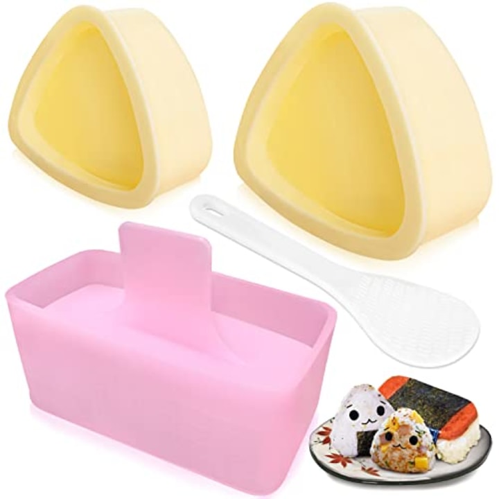 Onigiri Mold, 3 Pack Rice Mold Musubi Maker Kit, Non Stick Spam Musubi Maker Press, Classic Triangle Rice Ball Mold Maker Sushi Mold for Kids Lunch Bento and Home DIY