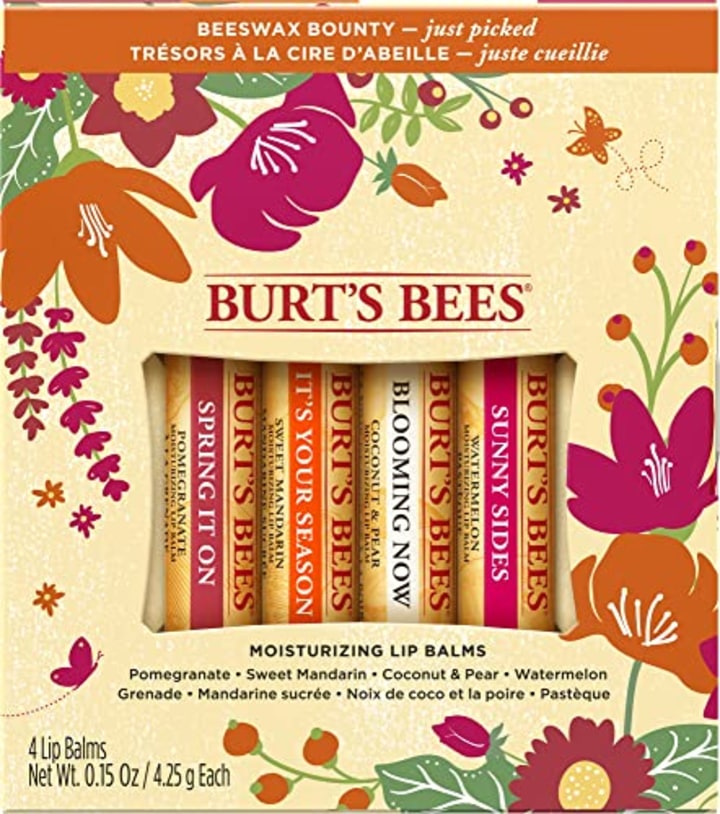 Burt&#039;s Bees Gifts, 4 Lip Balm Products, Just Picked Set - Pomegranate, Sweet Mandarin, Coconut Pear &amp; Watermelon (4 Pack)