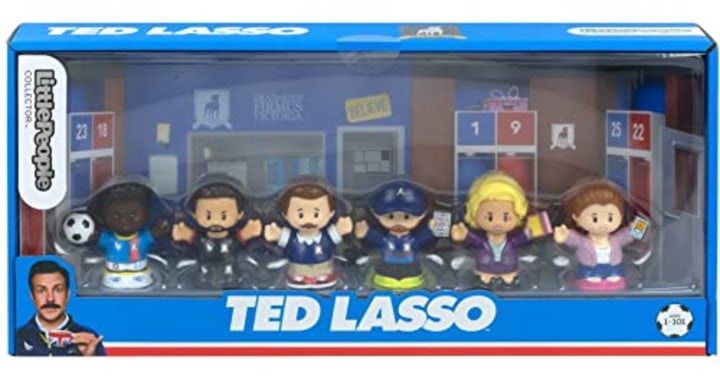 Fisher-Price Little People Collector Ted Lasso, special edition figure set with 6 character toys in gift box for fans ages 1 and up