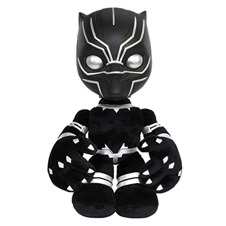Marvel Black Panther Heart of Wakanda Plush Figure with Lights and Sounds, Black Panther Soft Doll for Fans and Collectors