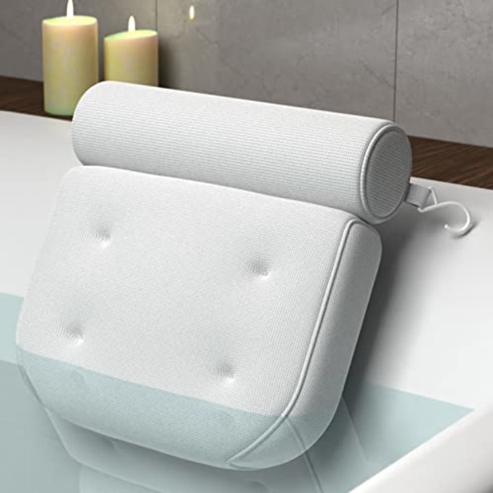 Comfortable Bathtub Pillow For Tub, Bath Pillow For Neck &amp; Back Support With Strong Suction Cups &amp; Hook, Soft Spa Cushion For Luxurious Bathing, Hot Tub Pillow Made With Soft Mesh, Great Gift For Wife