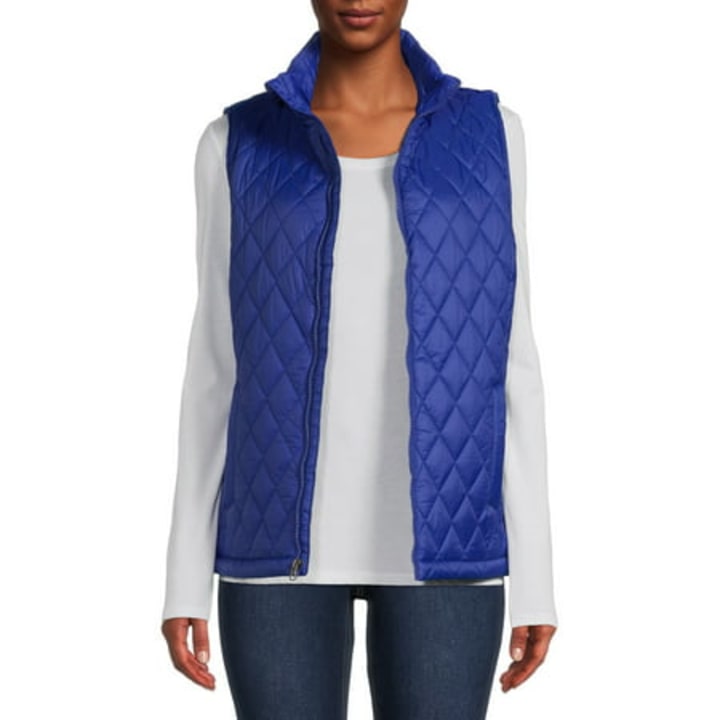 Time and Tru Women&#039;s and Plus Diamond Quilt Vest
