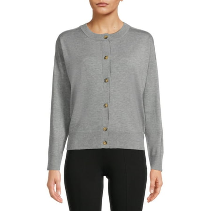 Grace Karin Classic Women&#039;s Long Sleeve Button Down Vee Neck Light Gray Sweater Knit Cardigan(S~3XL)