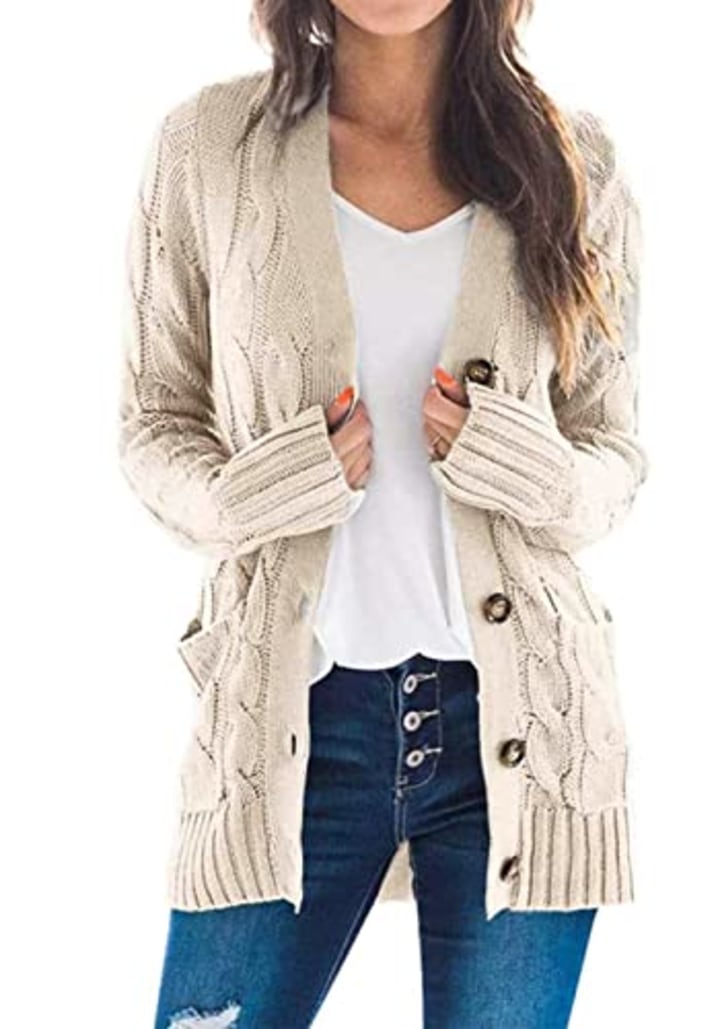 Because I Love You Women Open Front Long Sleeve Classic Knit Cardigan 