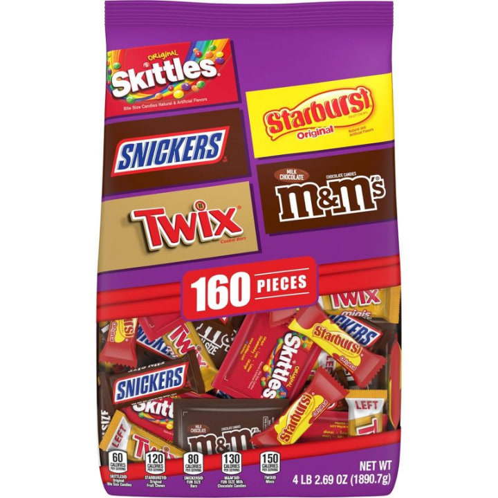 Skittles, Starburst, Snickers, Twix, M&amp;Ms Halloween Candy Variety Pack Fun Size
