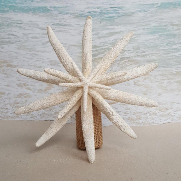 Starfish Tree Topper- Rustic Coastal Nautical Beach Christmas Ornament Xmas Beach Tropical