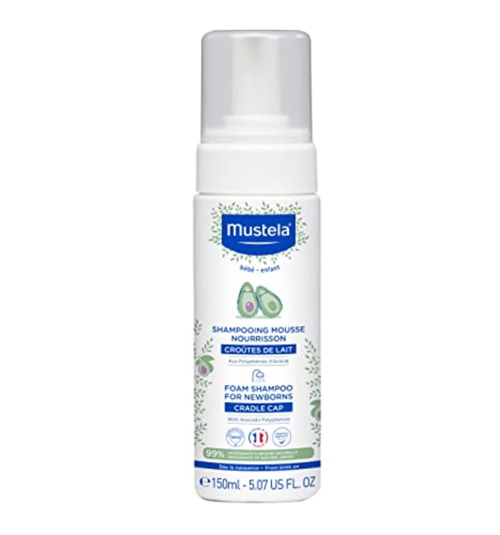 Mustela Cradle Cap Foam Shampoo for Newborn - Baby Shampoo with Natural Avocado - Tear-Free &amp; Fragrance-Free - 5.07 fl. oz.