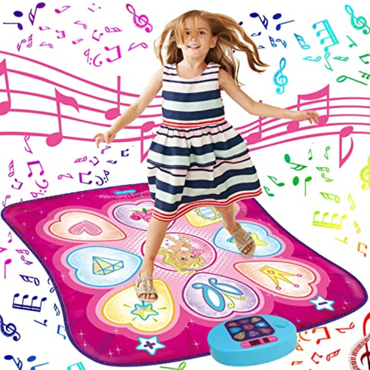 SUNLIN Dance Mat - Rhythm Step Mixer Dancing Playmat - Dancing Game Toy Gift for Kids Girls Boys - Dance Mat with LED Lights, Adjustable Volume, Built-in Music, 3 Challenge Levels (35.4