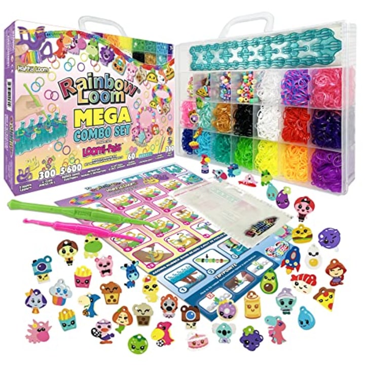 Rainbow Loom(R) Loomi-Pals(TM) MEGA Set, Features 60 CUTE Assorted LP Charms, the NEW RL2.0, Happy Looms, Hooks, Alpha &amp; Pony Beads, 5600 Colorful Bands all in a Carrying Case for Boys and Girls 7+