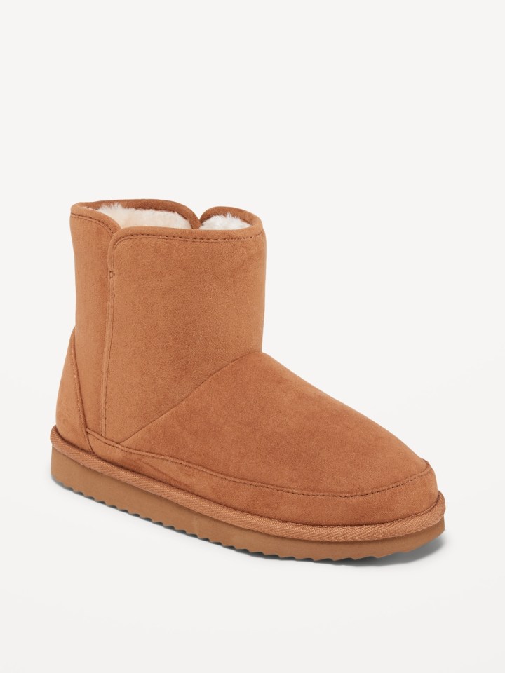 Old Navy Cozy Faux-Suede Faux-Fur Lined Ankle Booties for Girls