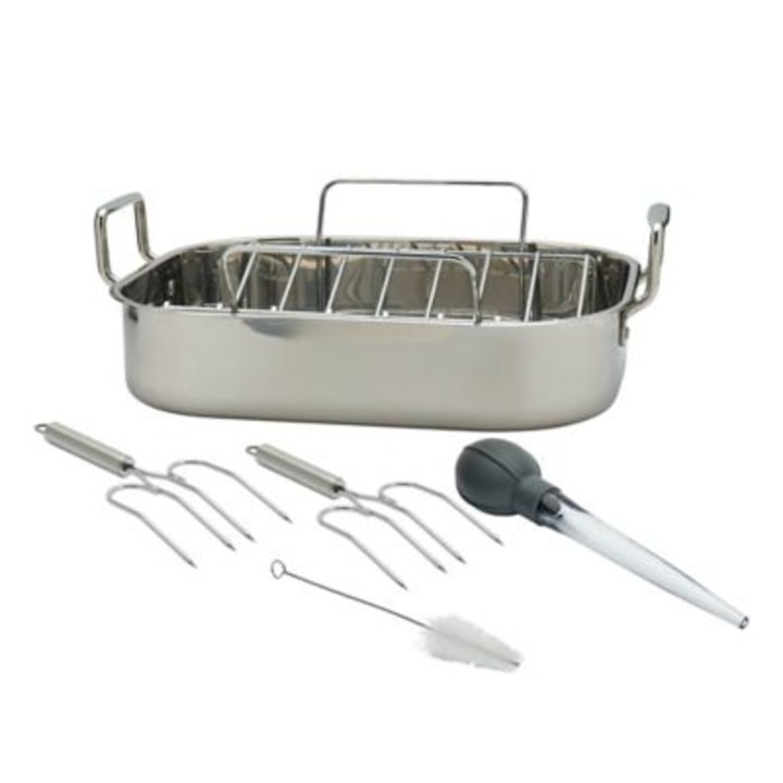 Our Table 6-Piece Stainless Steel Roaster Set
