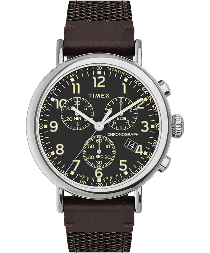 Timex Standard Chronograph 41MM Fabric And Leather Strap Watch
