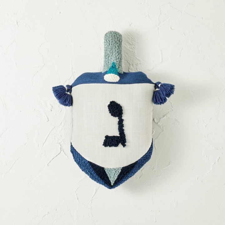 Dreidel Shaped Embroidered Hanukkah Throw Pillow Blue - Opalhouse designed with Jungalow