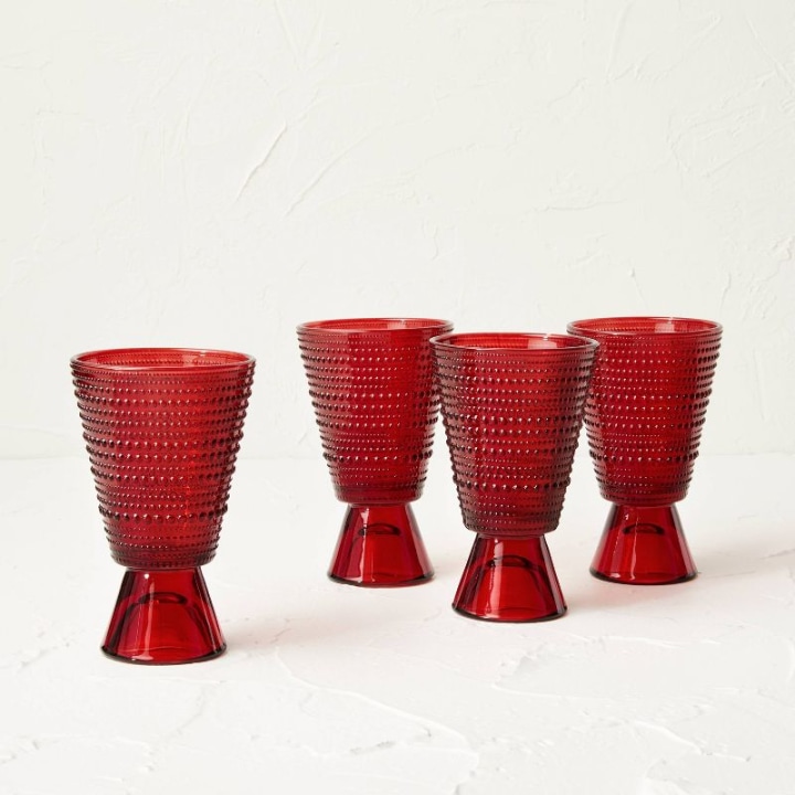 8.5oz 4pk Glass Goblets Red - Opalhouse designed with Jungalow