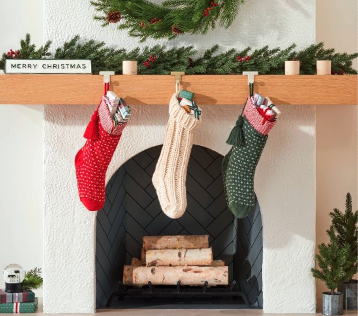 Chunky Rib Knit Christmas Stocking Oatmeal