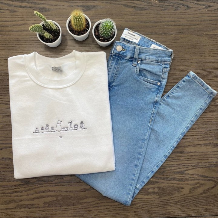 CustomTrendyGoods Plants and Cat Sweatshirt